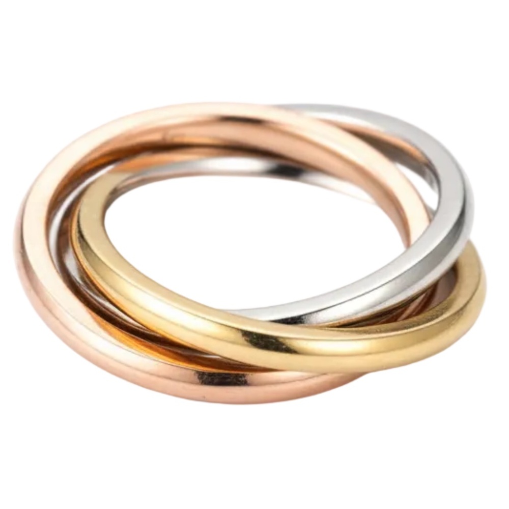 Womens Stainless Steel Triple Band Interlocking Ring Size 3.5 & 4.5